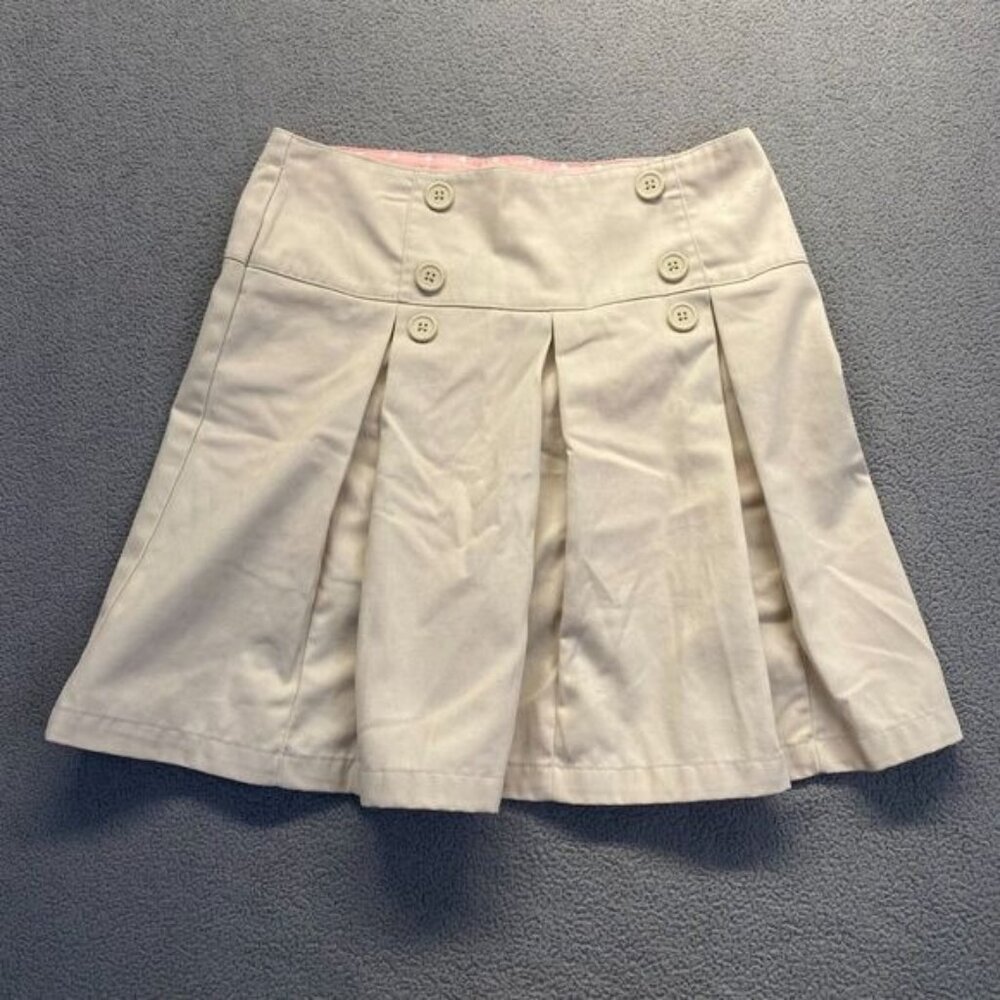 Gymboree Girl's School Uniform Pleated Woven Skort Beige Size 12,Cotton,Zipper